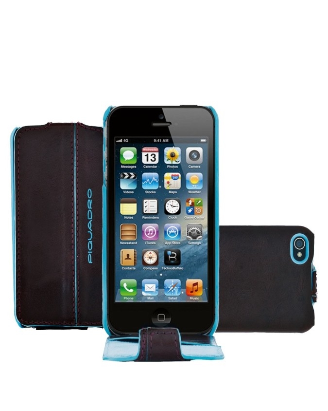 PIQUADRO - Custodia iPhone 5 ½ e 5S ½ guscio patta - Mogano -