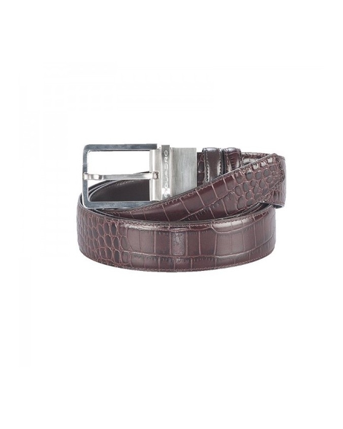 Piquadro - Cintura 35 mm con fibbia ad ardiglione in pelle stampa cocco