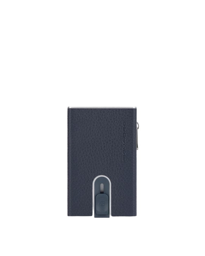 Piquadro - Porta carte di credito sliding system in metallo e pelle Modus
