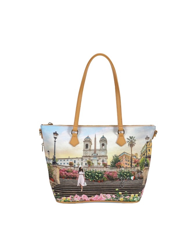 Ynot - Borsa shopping a spalla in pvc stampato Yesbag