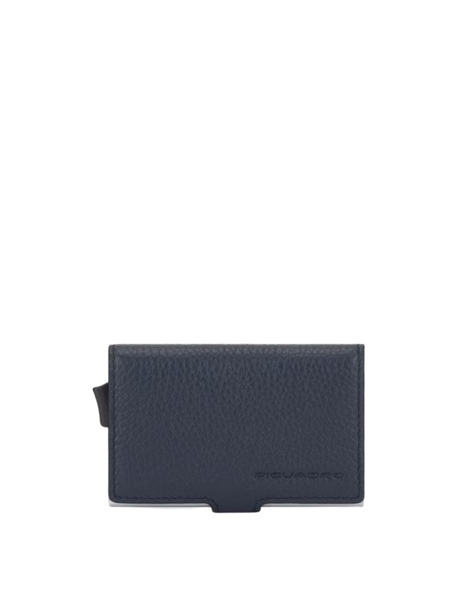 Piquadro - Porta carte di credito in pelle e metallo con protezione anti-frode RFID