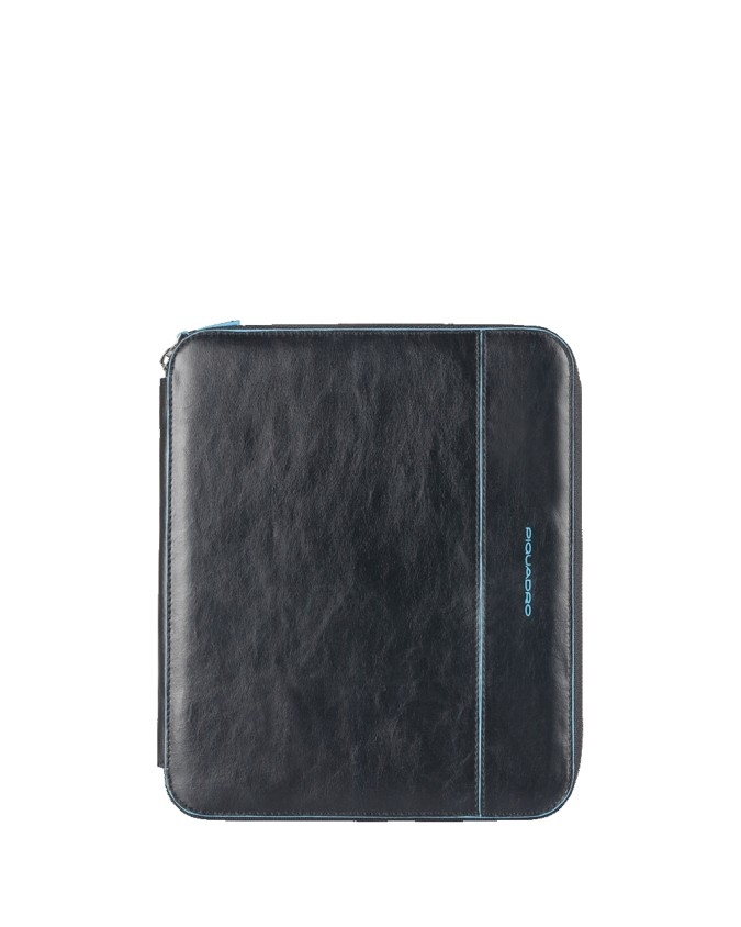 PIQUADRO - Custodia per iPad con tracolla in pelle - Blu -