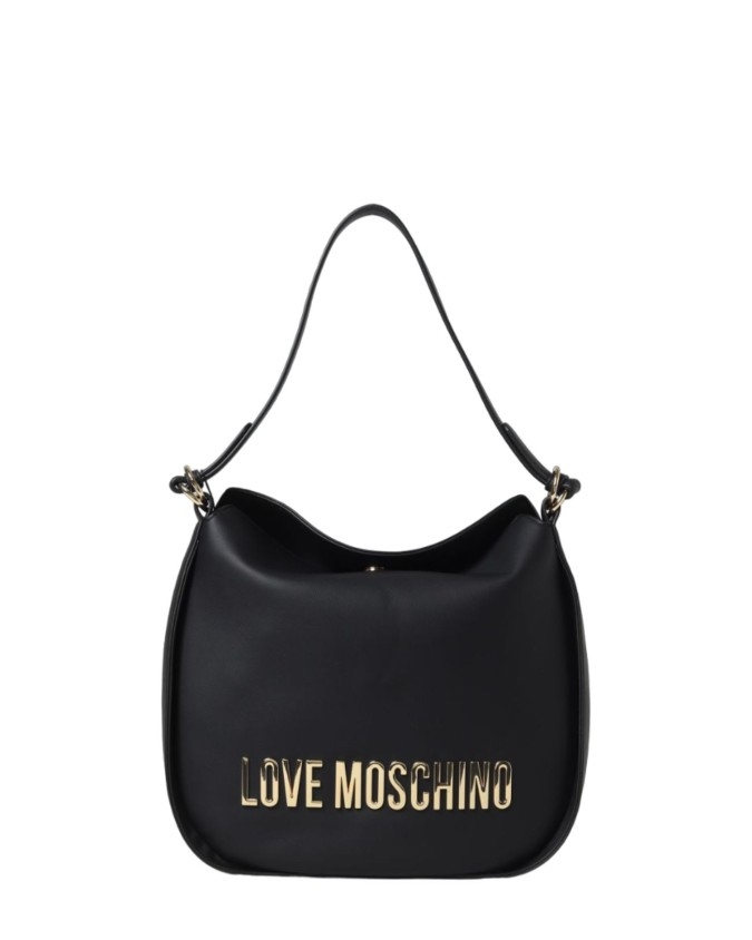 Love Moschino - Borsa a spalla in ecopelle con logo frontale in metallo