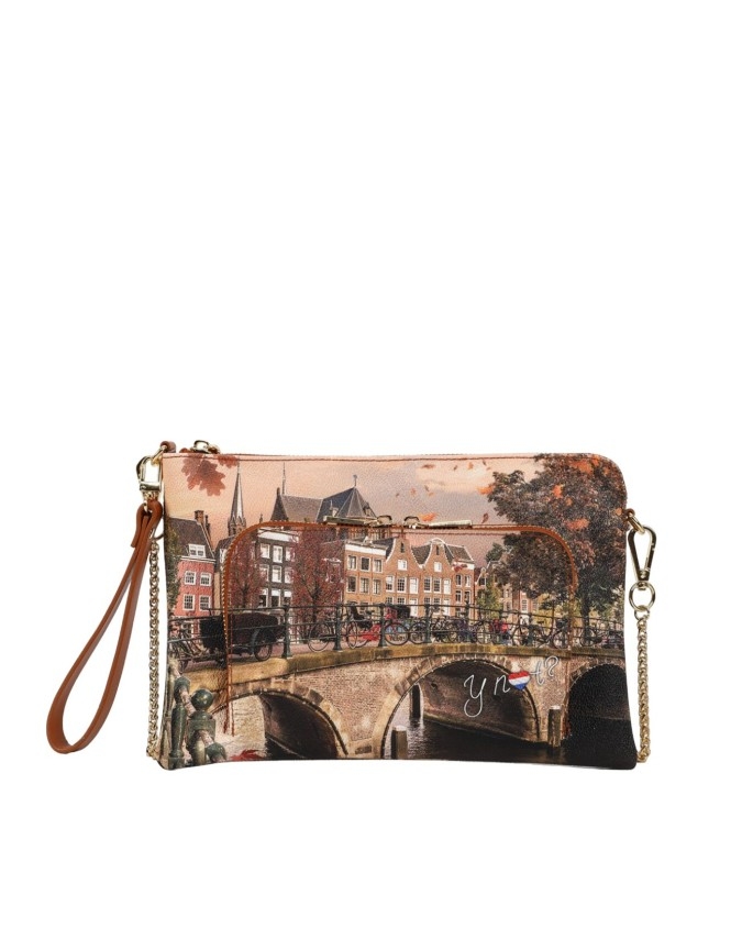 Ynot - Clutch in ecopelle stampata con tasca Yesbag