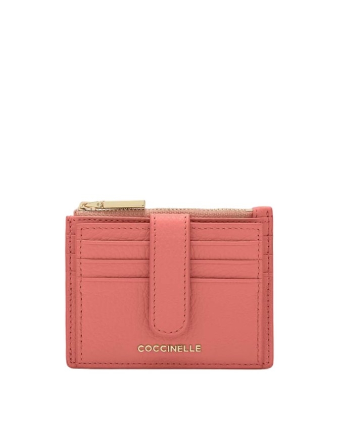 Coccinelle - Porta carte di credito piccolo in pelle Metallic Soft