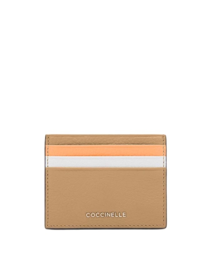 Coccinelle - Porta carte di credito in pelle Metallic Tricolor