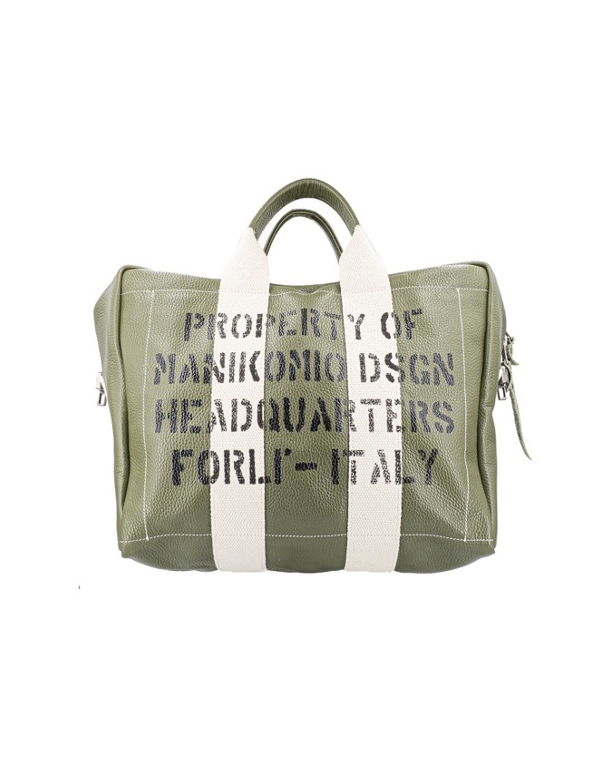 Manikomio Design - Borsa a mano grande in pelle  Aviator's Kit Bag con tracolla