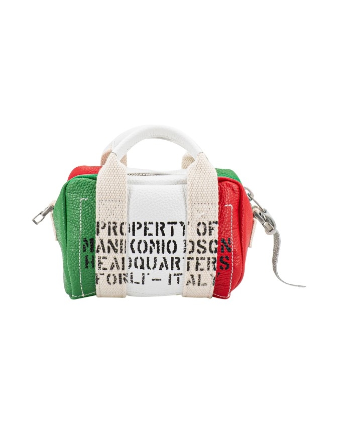 Manikomio Design - Borsa a mano piccola in pelle stampa bandiera Aviator's Kit Bag