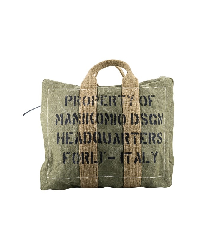 Manikomio Design - Borsa grande in cotone con tracolla Aviator's kit bag Vintage